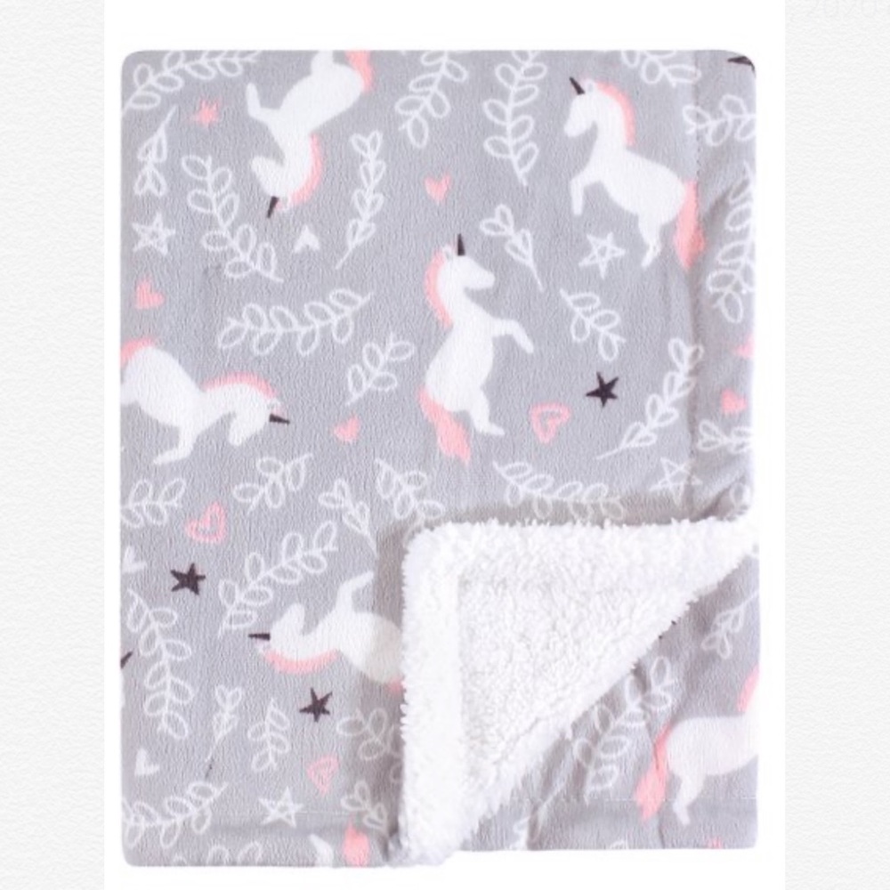 •Gray & Pink Unicorn Sherpa-Back Lovey - Picture 1 of 1